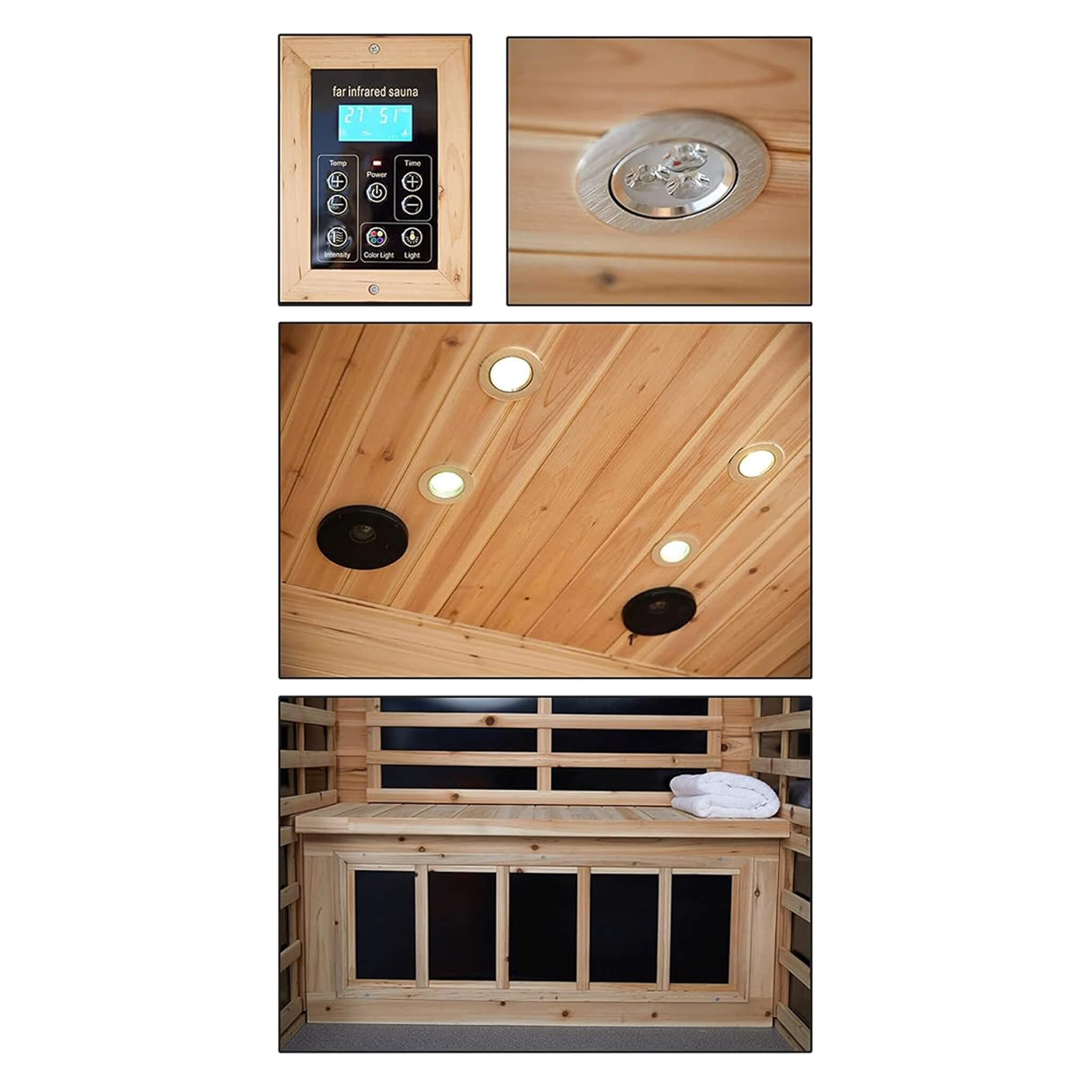 Luxury 2-Person Outdoor Low EMF Hemlock Infrared Sauna With Bluetooth And Chromotherapy Light (SAK97318)