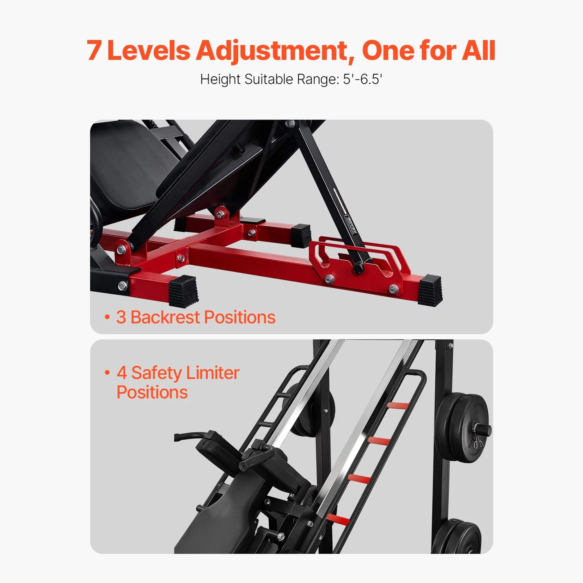 2000LBS Adjustable Leg Press And Hack Squat Machine For Home Gym Workouts (SAK53148)