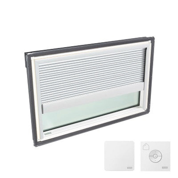 VELUX Fixed Deck Mount Skylight - White Solar Powered Shade