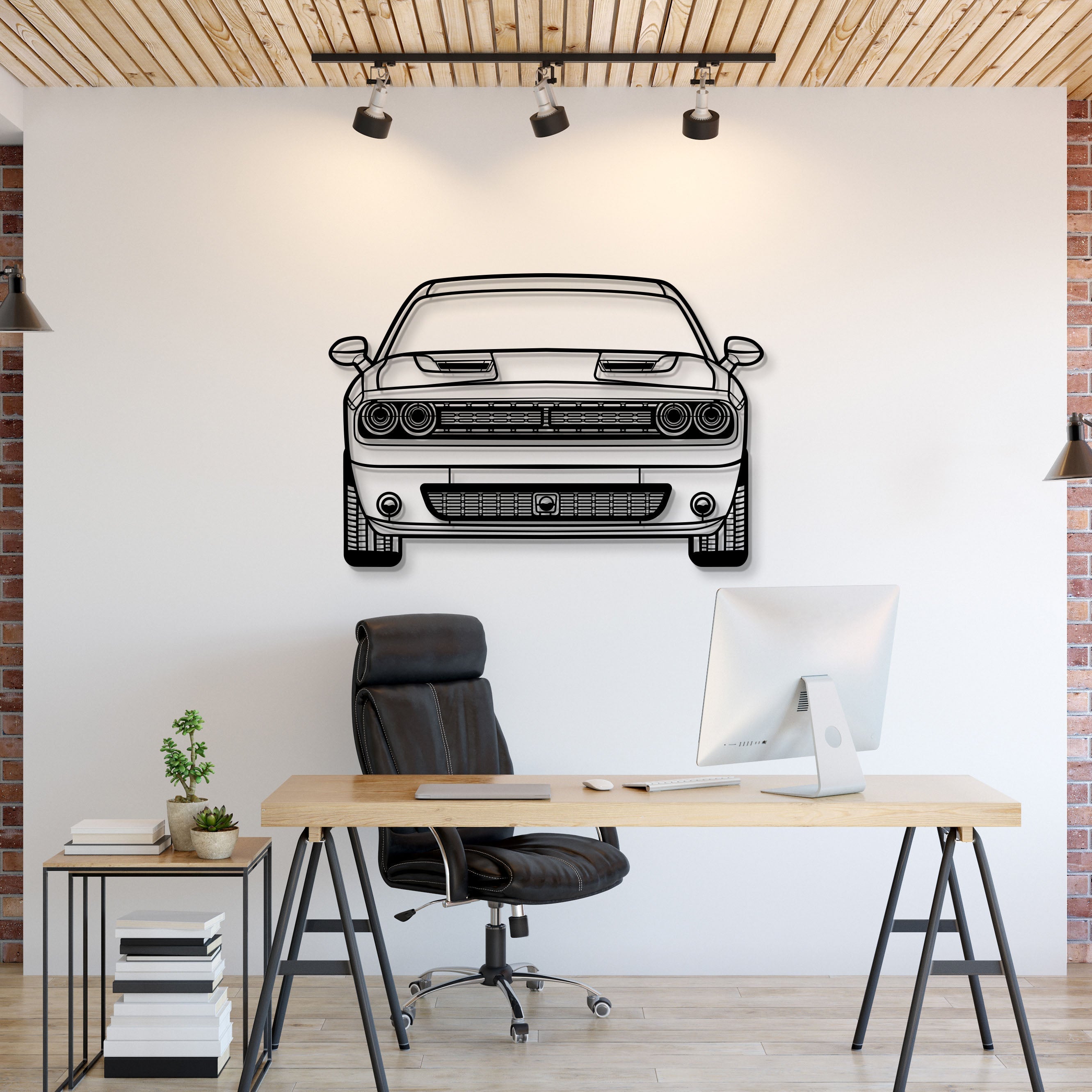 2021 Challenger Front View Metal Car Wall Art - MT1342