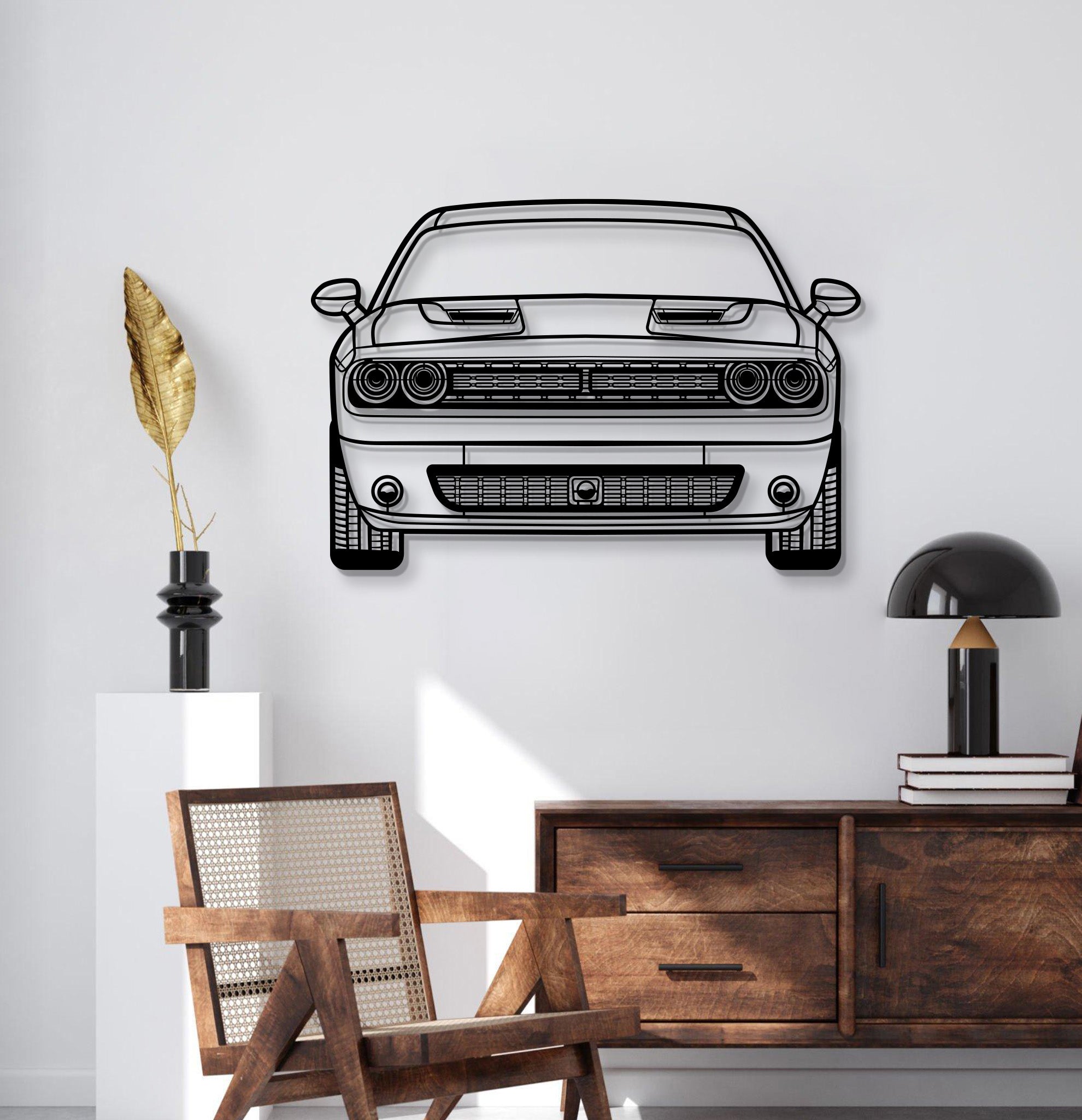 2021 Challenger Front View Metal Car Wall Art - MT1342