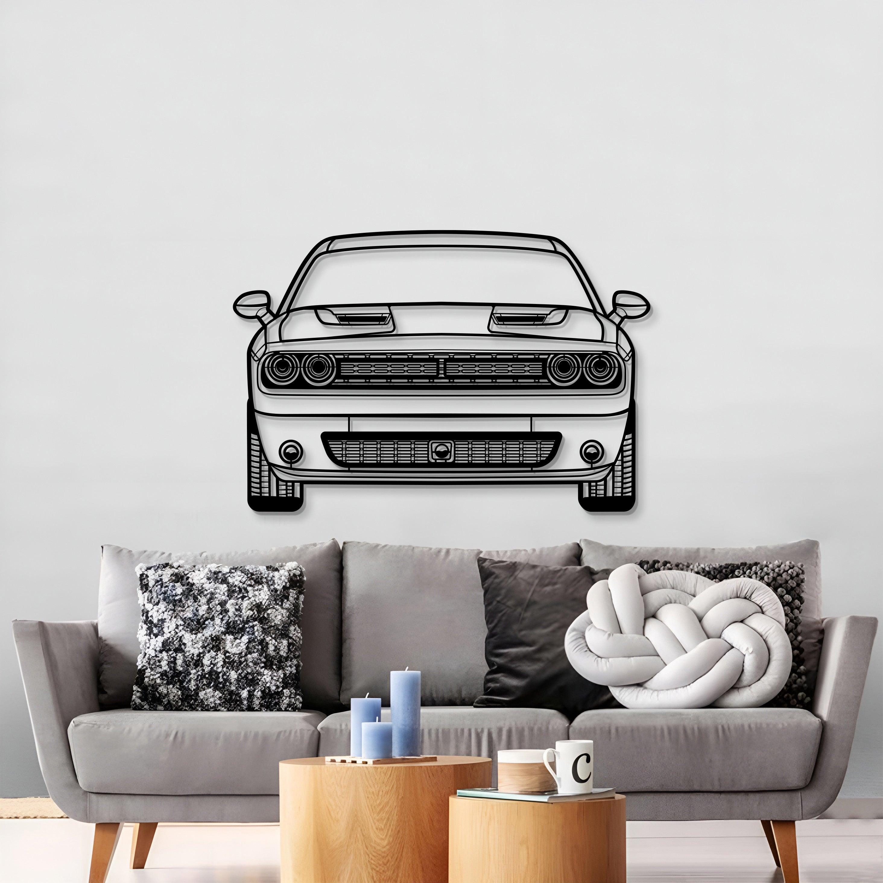 2021 Challenger Front View Metal Car Wall Art - MT1342
