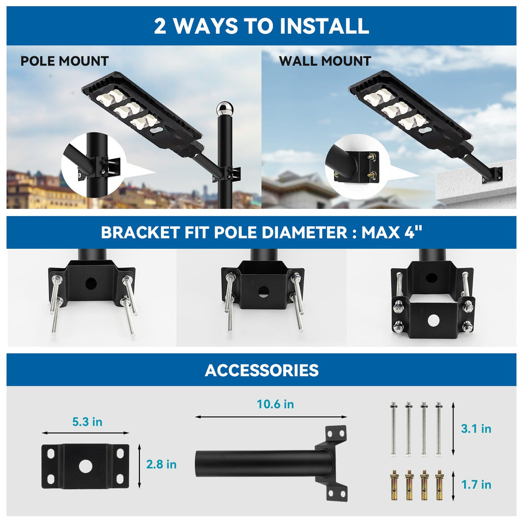 3 Pack 150 W Led solar street lights 15,000 lumens