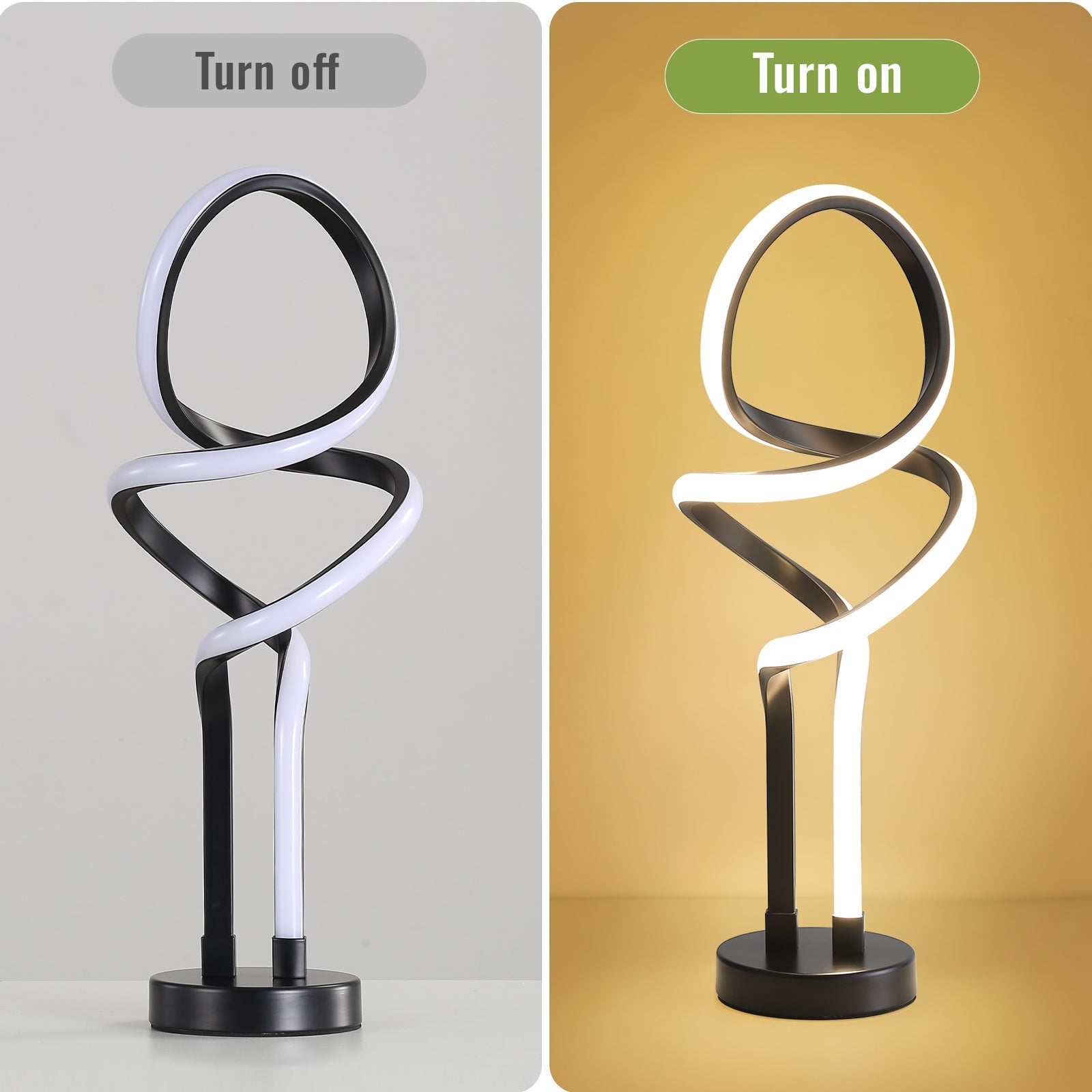 Small Unique Bedside Dimmable LED Table Lamp with Plug, Modern Desk Lamp for Girls Room, Living Room, Dresser