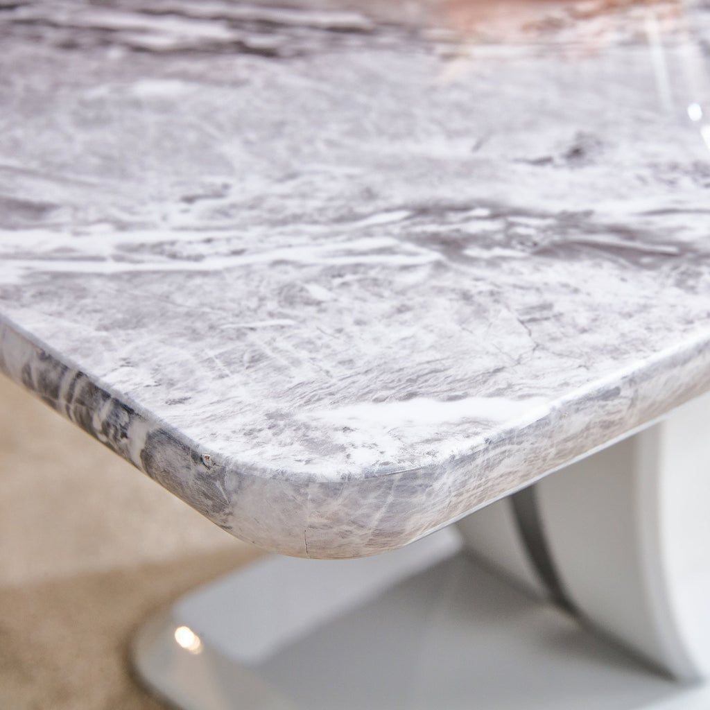 Modern luxury imitation marble light gray tea table,coffee table, paired with silver stainless steel decorative strips.  Computer desk. Game table. CT-1280