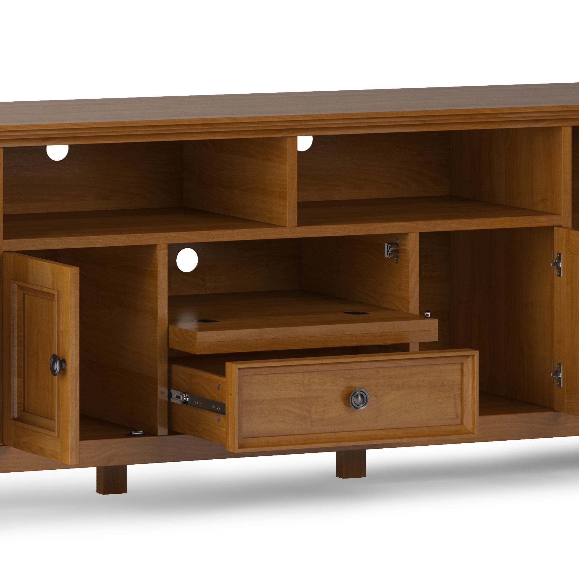 Amherst 72 inch Solid Wood TV Media Stand in Light Golden Brown