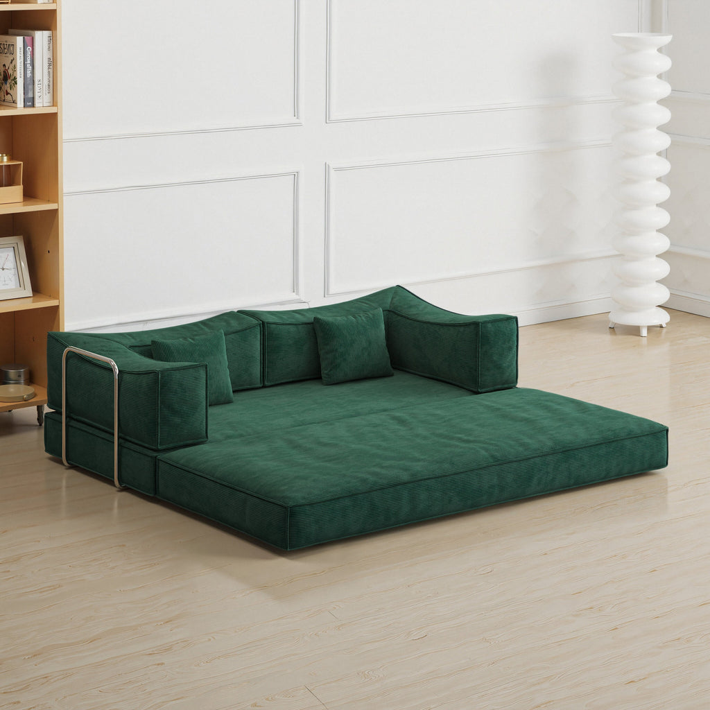 78.8 inch  Modular sofa, convertible pudding block sofa, floor-standing sofa bed with armrests and comfortable sofa bed, compression sofa for living room and bedroom -  (Green)