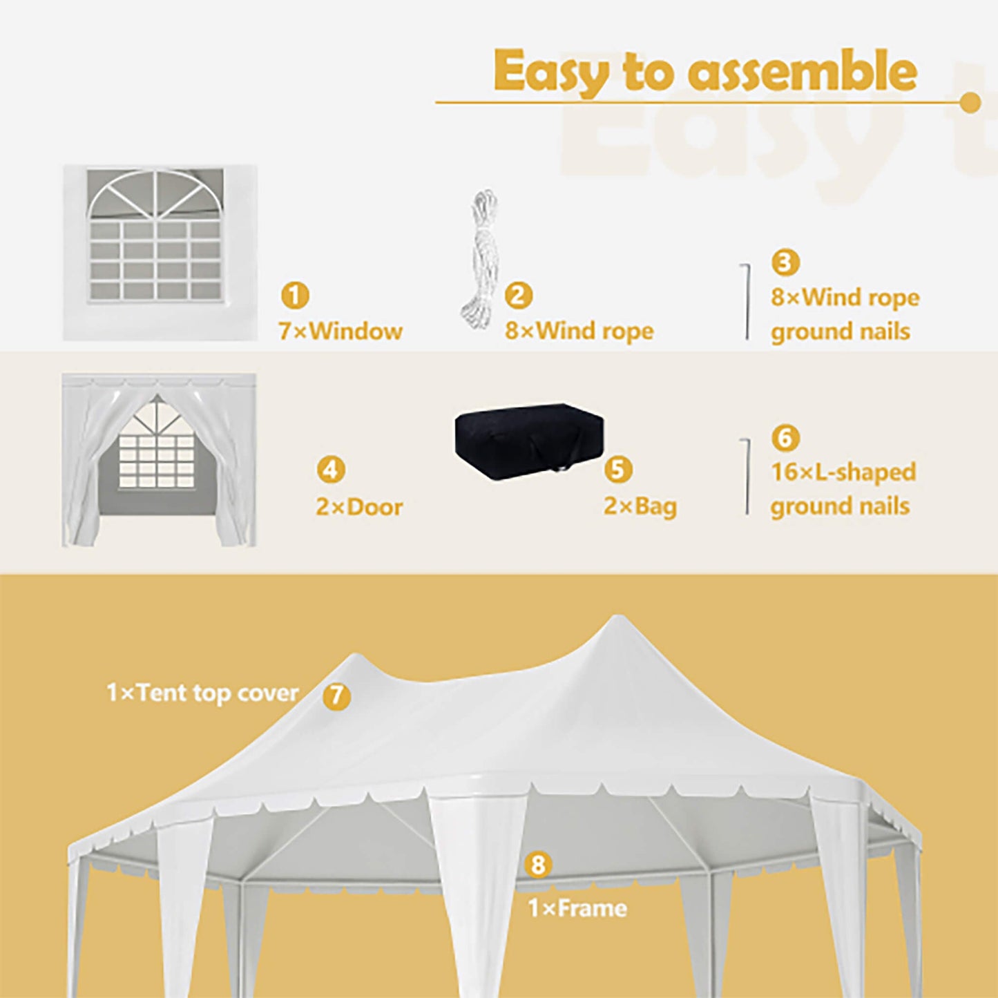 [20X15FT] Extra Large Heavy-Duty Outdoor Waterproof Party, Wedding Tent With Steel Frame (SAK07645)