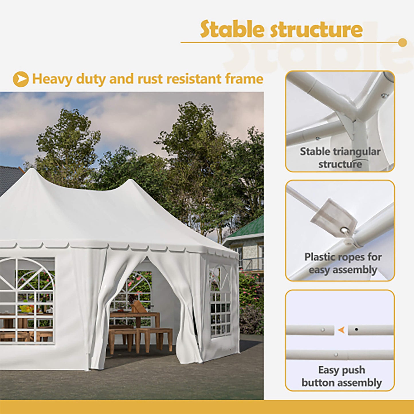 [20X15FT] Extra Large Heavy-Duty Outdoor Waterproof Party, Wedding Tent With Steel Frame (SAK07645)