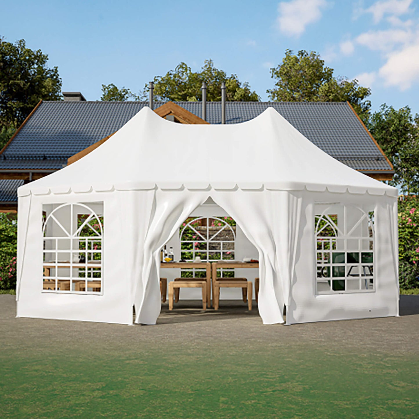 [20X15FT] Extra Large Heavy-Duty Outdoor Waterproof Party, Wedding Tent With Steel Frame (SAK07645)