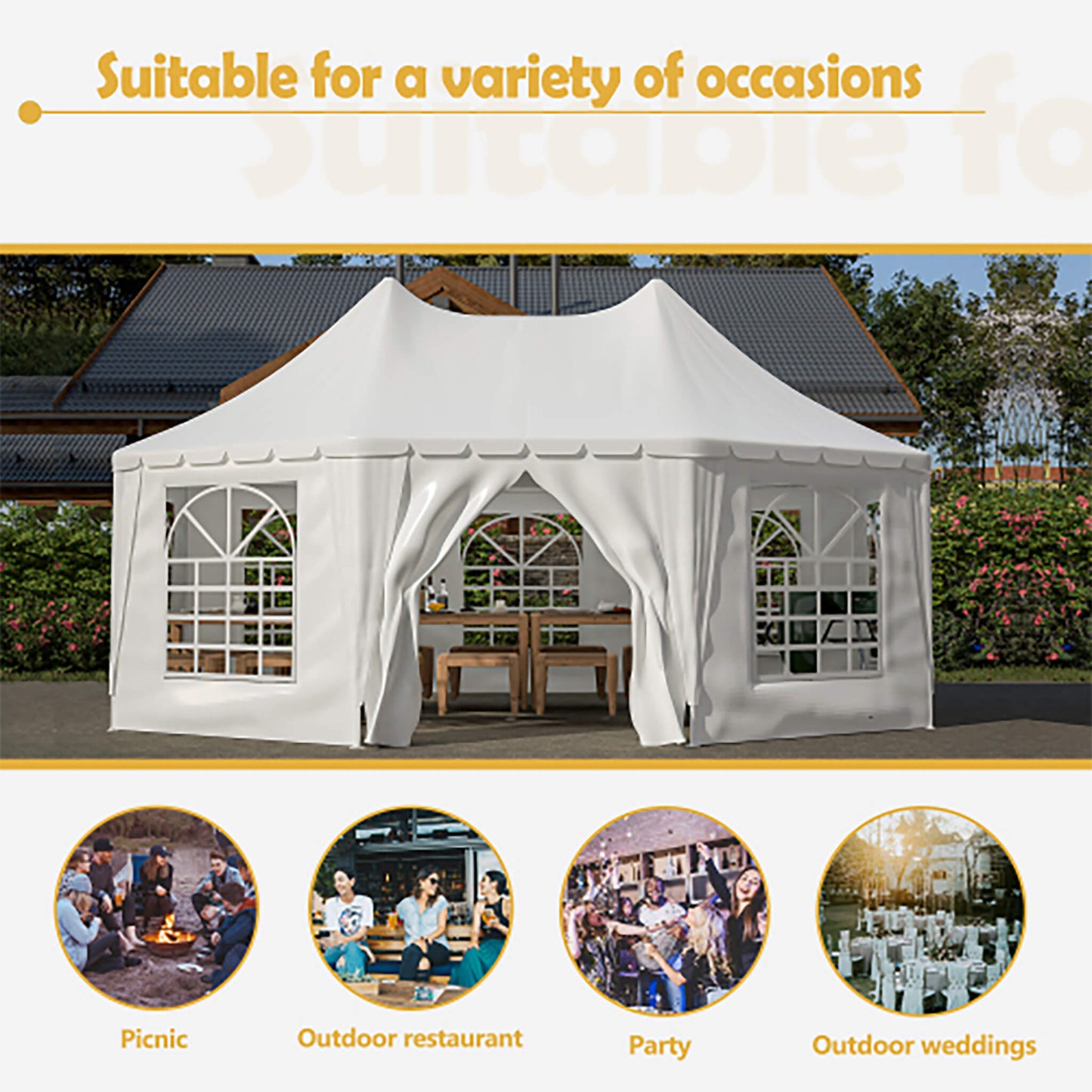 [20X15FT] Extra Large Heavy-Duty Outdoor Waterproof Party, Wedding Tent With Steel Frame (SAK07645)
