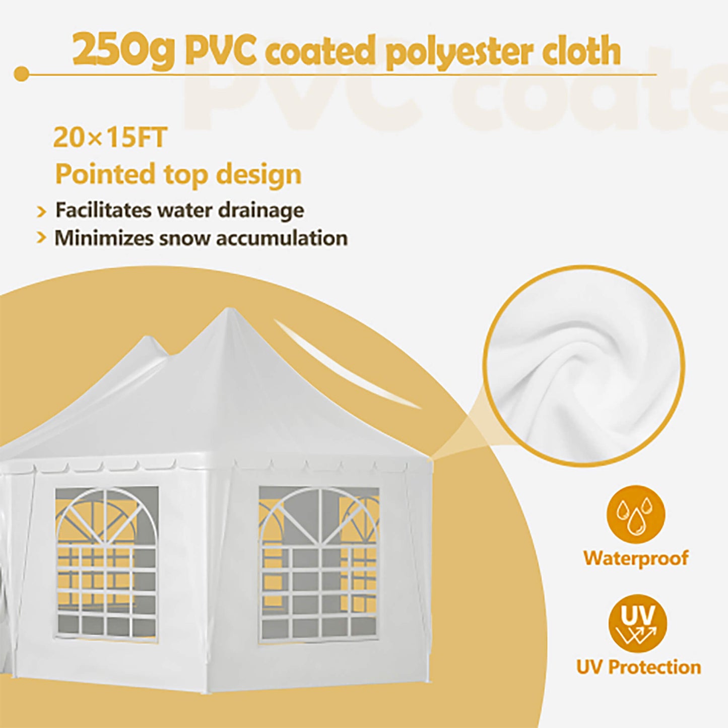 [20X15FT] Extra Large Heavy-Duty Outdoor Waterproof Party, Wedding Tent With Steel Frame (SAK07645)