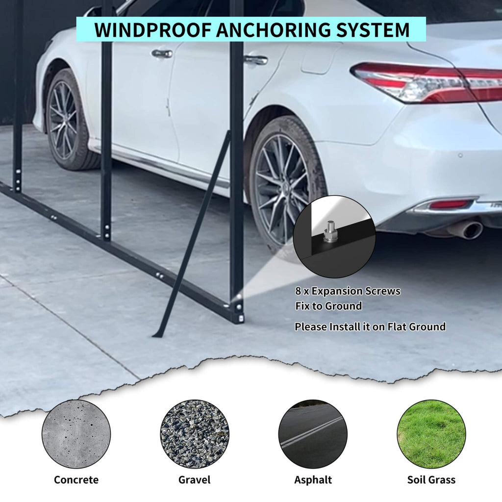 [20X20FT] Extra Large Heavy Duty Outdoor Metal Carport With Galvanized Steel Roof For Cars, Boats And Trucks (SAK75633)