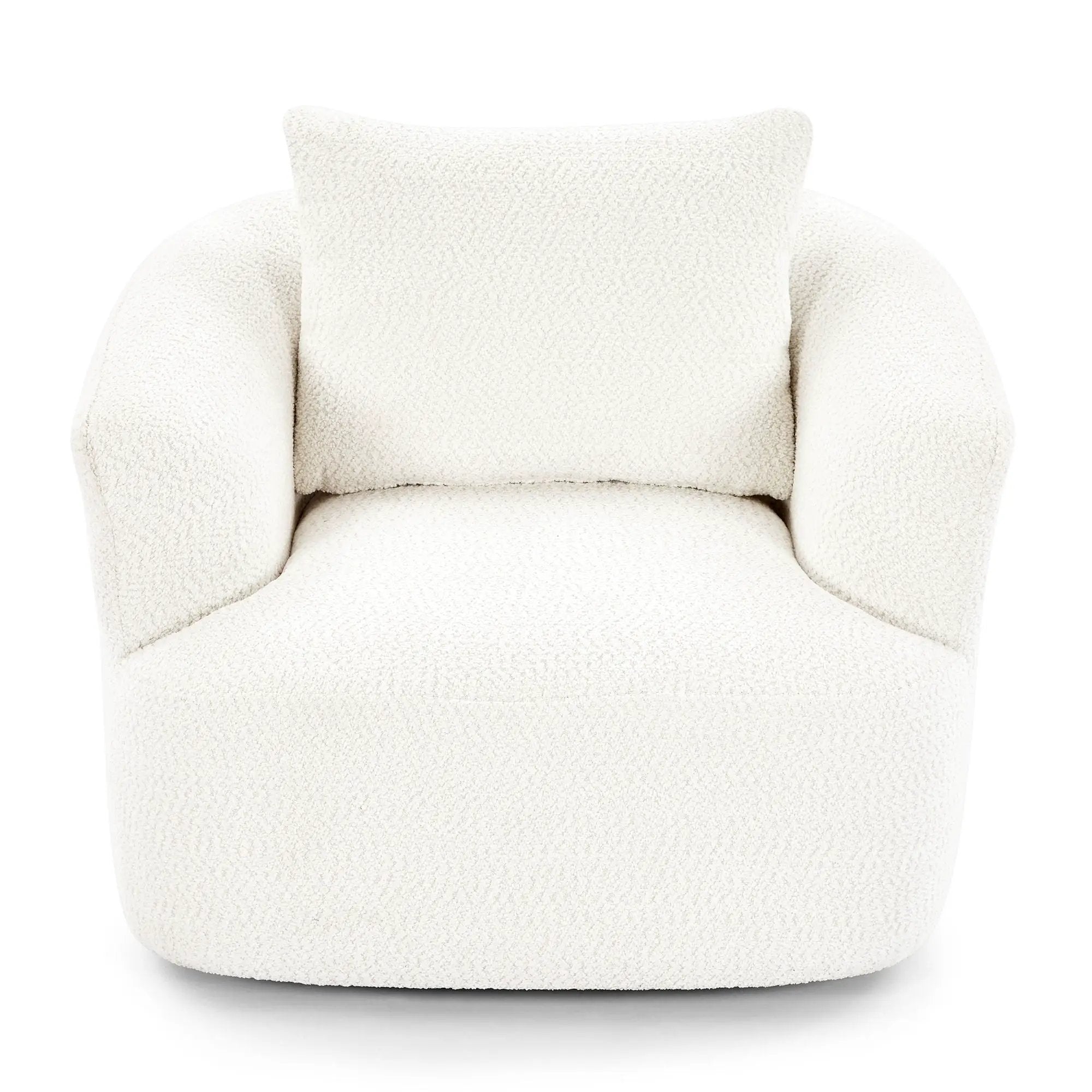 360° Swivel Barrel Sofa Chair With Throw Pillow, Upholstered Accent Chair