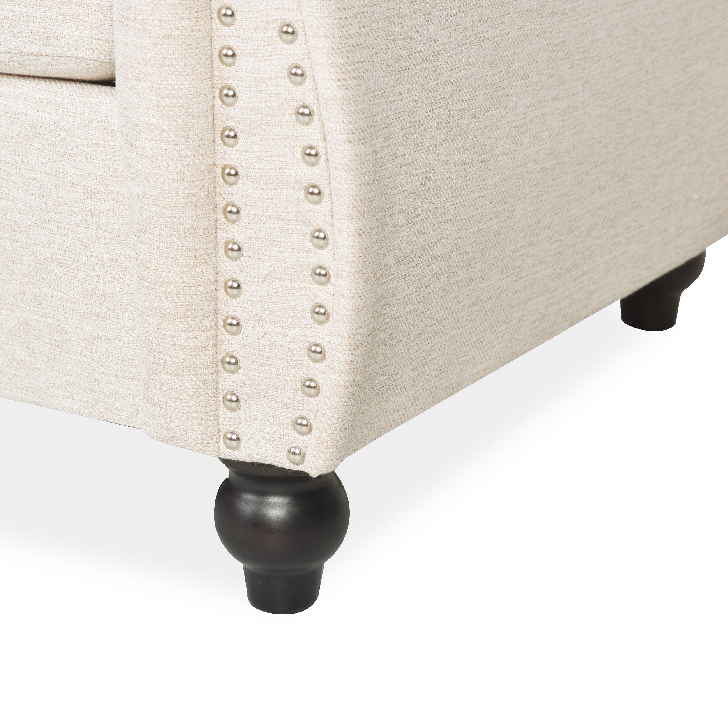 Chesterfield Style 3-Seater Sofa with Deep Button Tufting in Beige Fabric