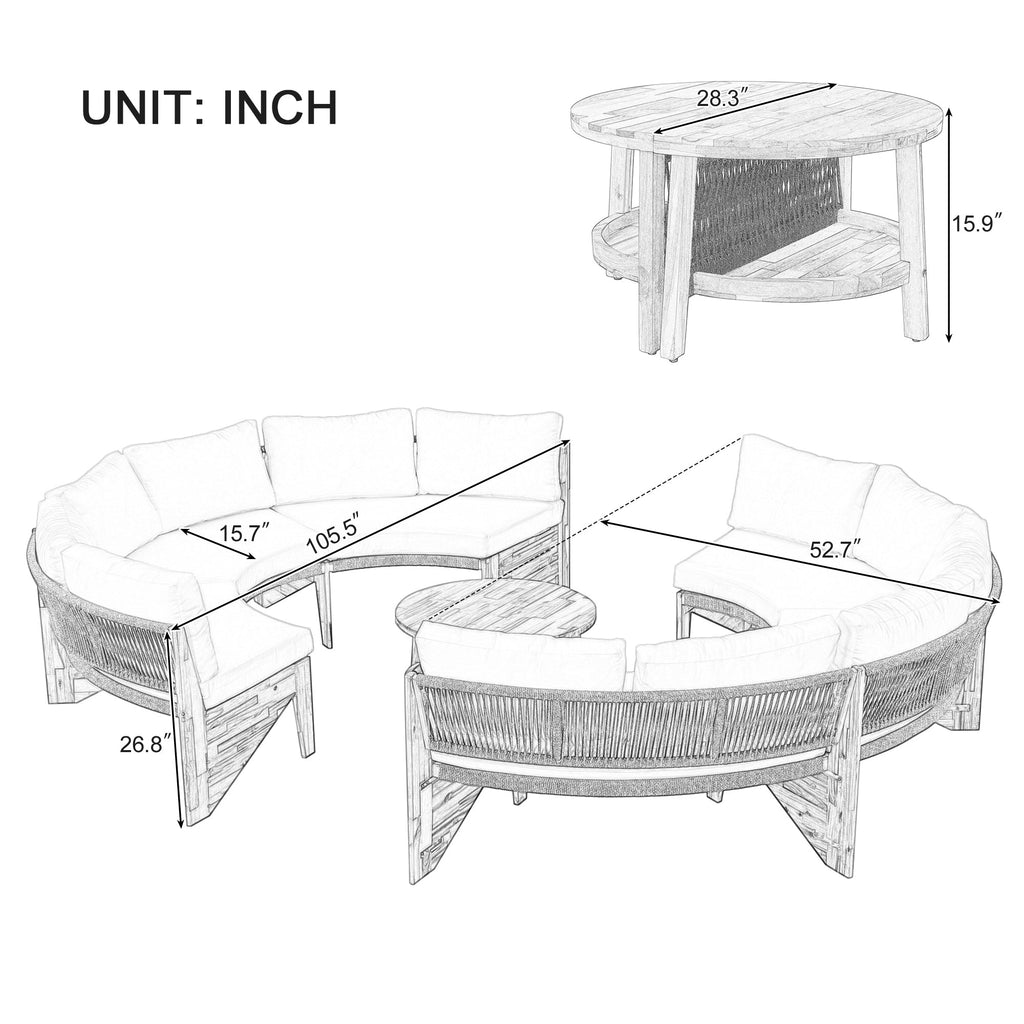 U_STYLE 6 - Person Outdoor Seating Group with Cushions and A Coffee Table(old sku:WY000379AAA)