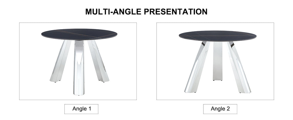 42' Luxury Sintered Stone Table: 0.45' Durable Top + 6' Steel Legs,350lb Capacity, Stain/Heat-Resistant Black Veined Surface - Modern Minimalist DesignW1512S00111