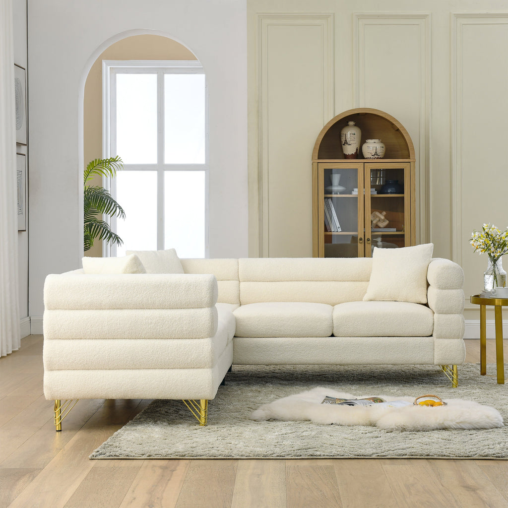 81.5-Inch Oversized Corner Sofa, L-Shaped Sectional Couch,   5-Seater Corner Sofas with 3 Cushions for Living Room, Bedroom, Apartment, Office