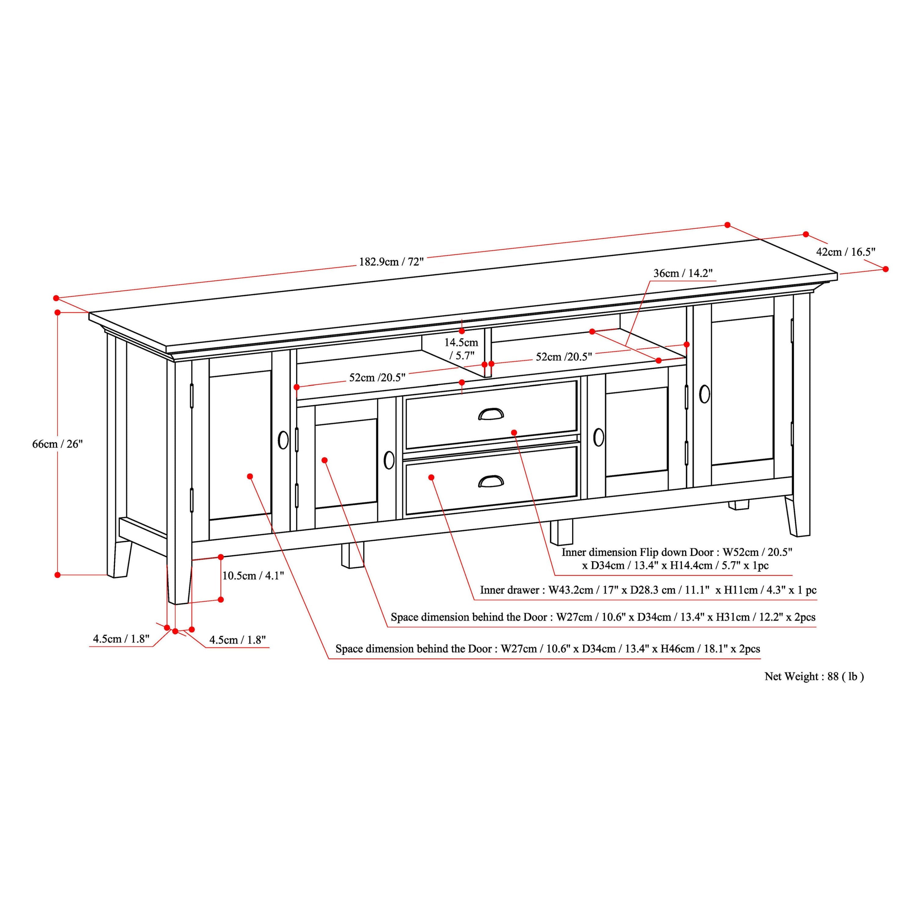 Redmond - 72' TV Media Stand - Rustic Natural Aged Brown