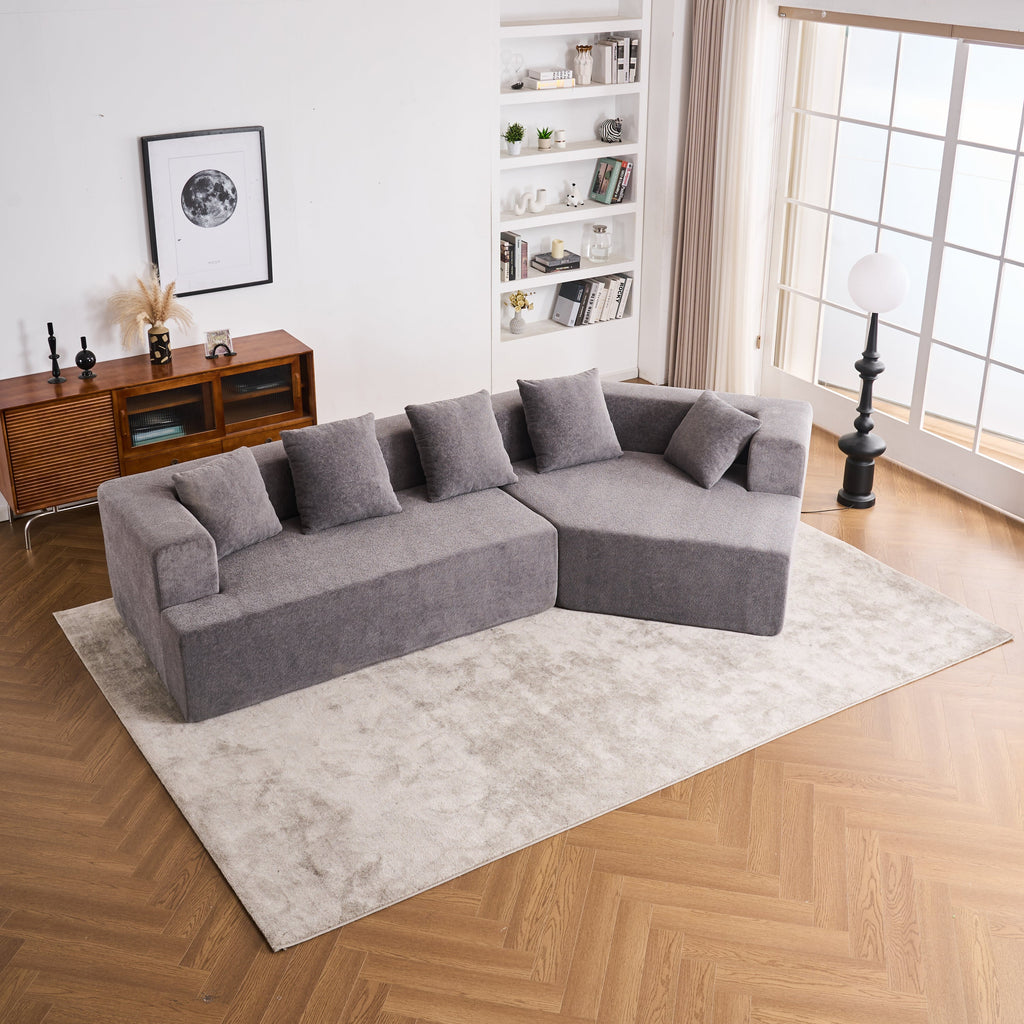 Memory Foam Couch, No Installation & Easy to Transport, Deep Seat Modern Sofa with Chenille Fabric, Couch for Living Room, Bedroom, Apartment, Home Office