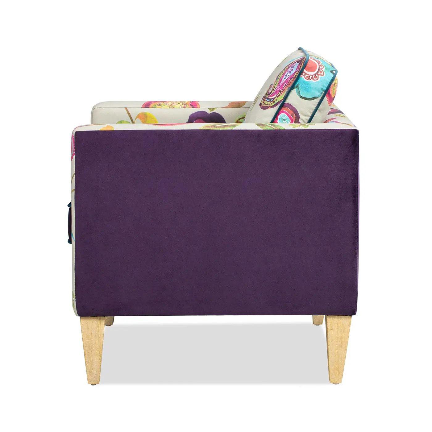 Mamba - Patchwork Accent Chair - Teal Blue Purple / Multicolored Floral