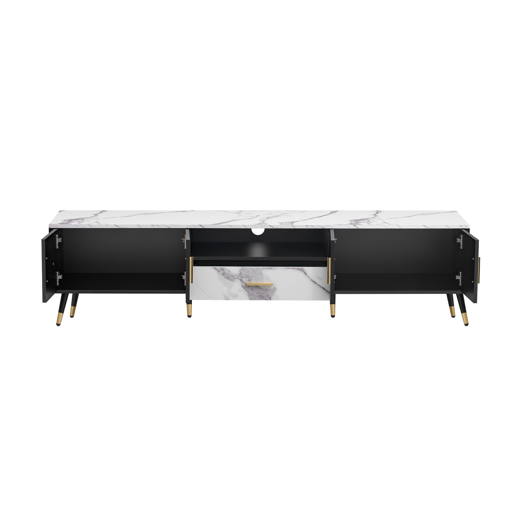 71'' Modern TV Stand with 2 Cabinets&  Open Compartments, Entertainment Center for TVs up to 80'', Television Console for Living Room, Bedroom, Home Theatre