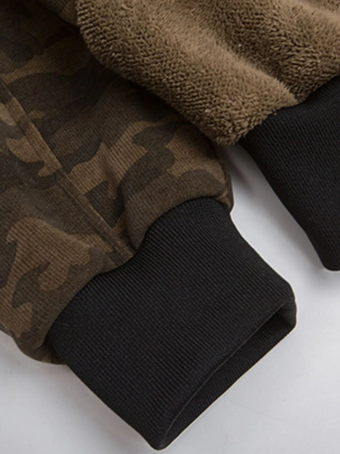 Camouflage Faux Fur Hood Jacket