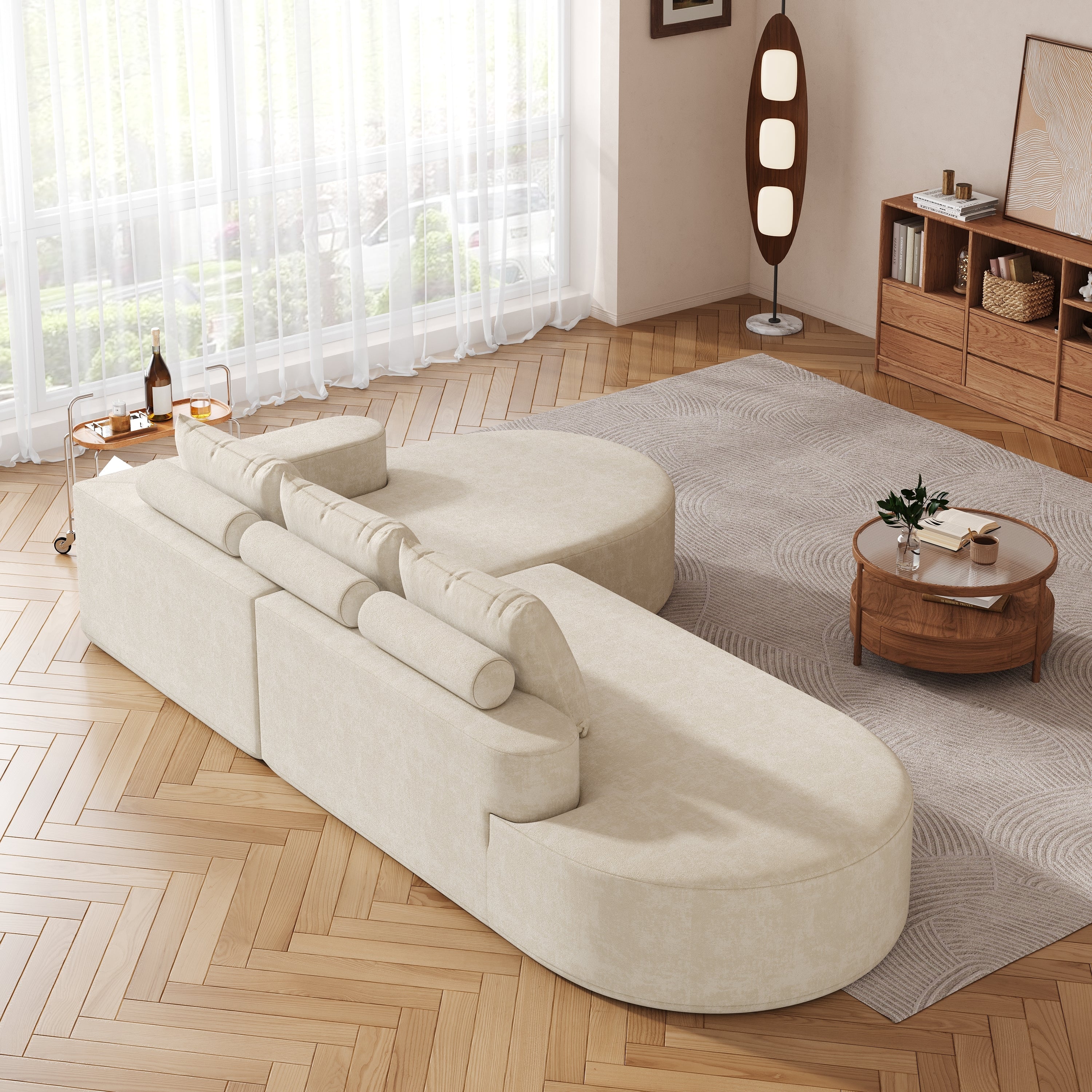 Modern Curved sofa ,Chenille Upholstered Sectional Sofa Couch Set,Modular 108.5' L Shaped Sectional Living Room Sofa Set With 3 Pillows,Free Combination Sofa Couch for Living Room,Bedroom