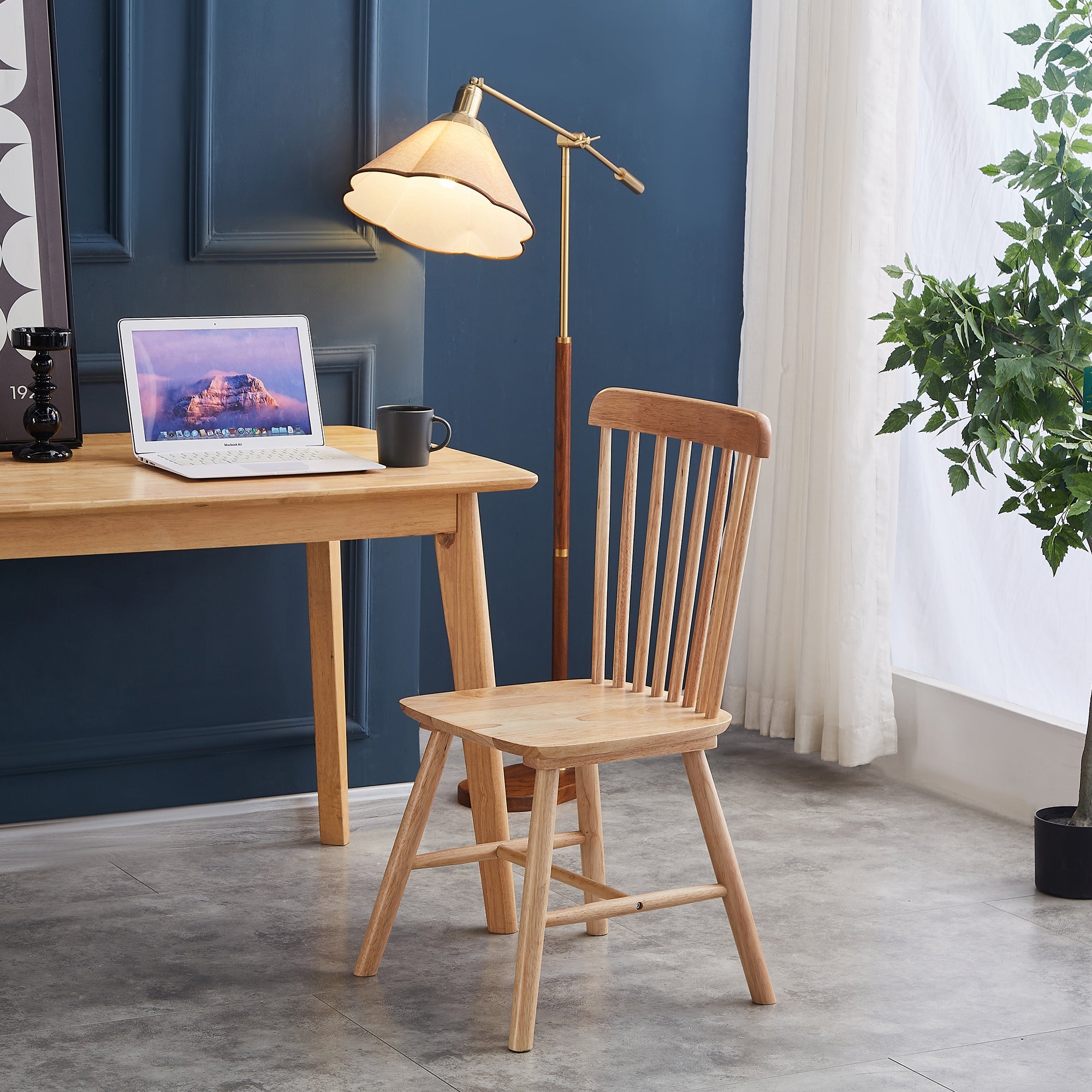 4pieces of dining chair, natural, rubber wood material, dining chair, solid wood chair, solid wood dining table chair, living room chair, simple and natural