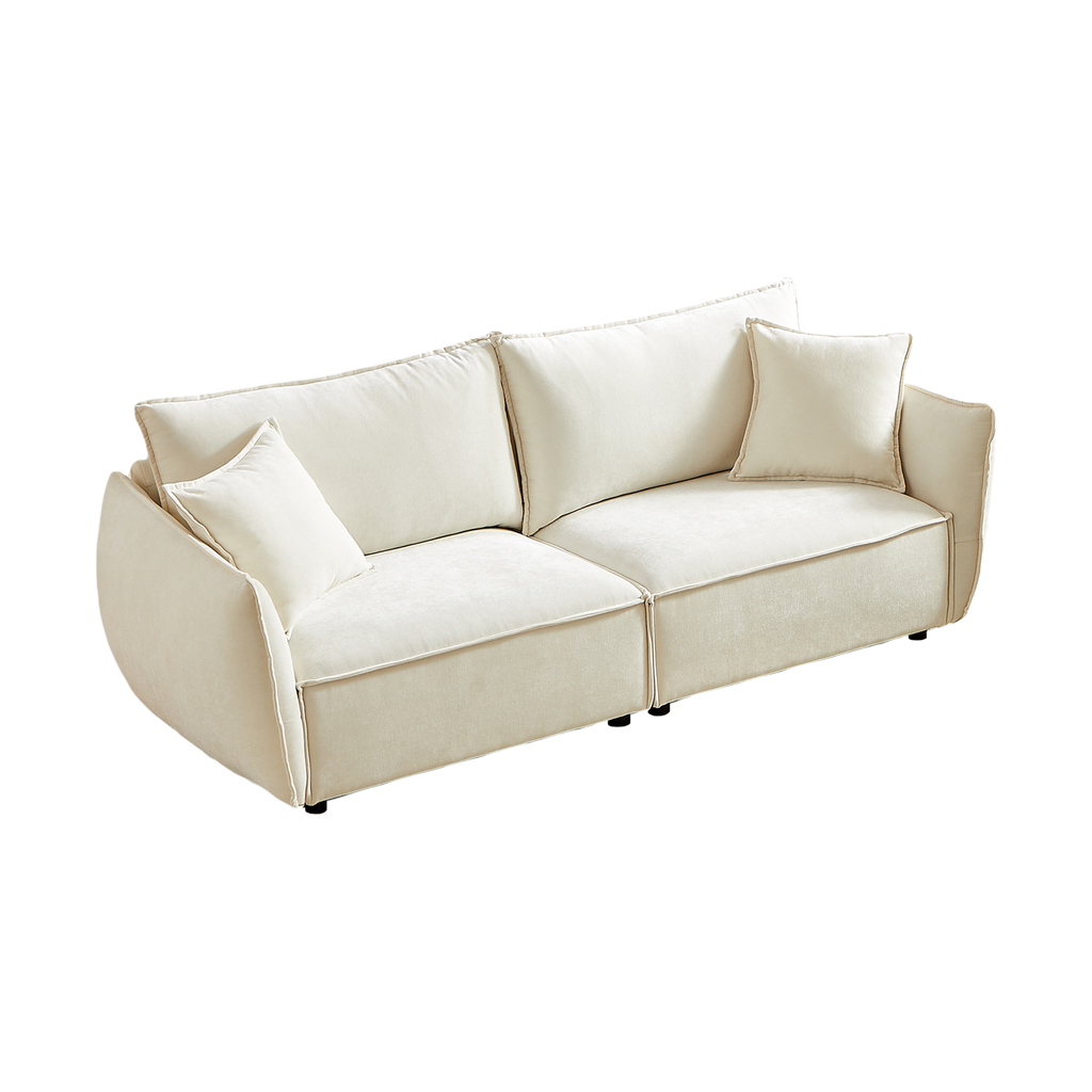 3-Seater + 3-Seater Combo Sofa Modern Living Room Sofa, Linen Fabric Sofa, Wooden Frame with 4 Pillows, Apartment Sofa Furniture