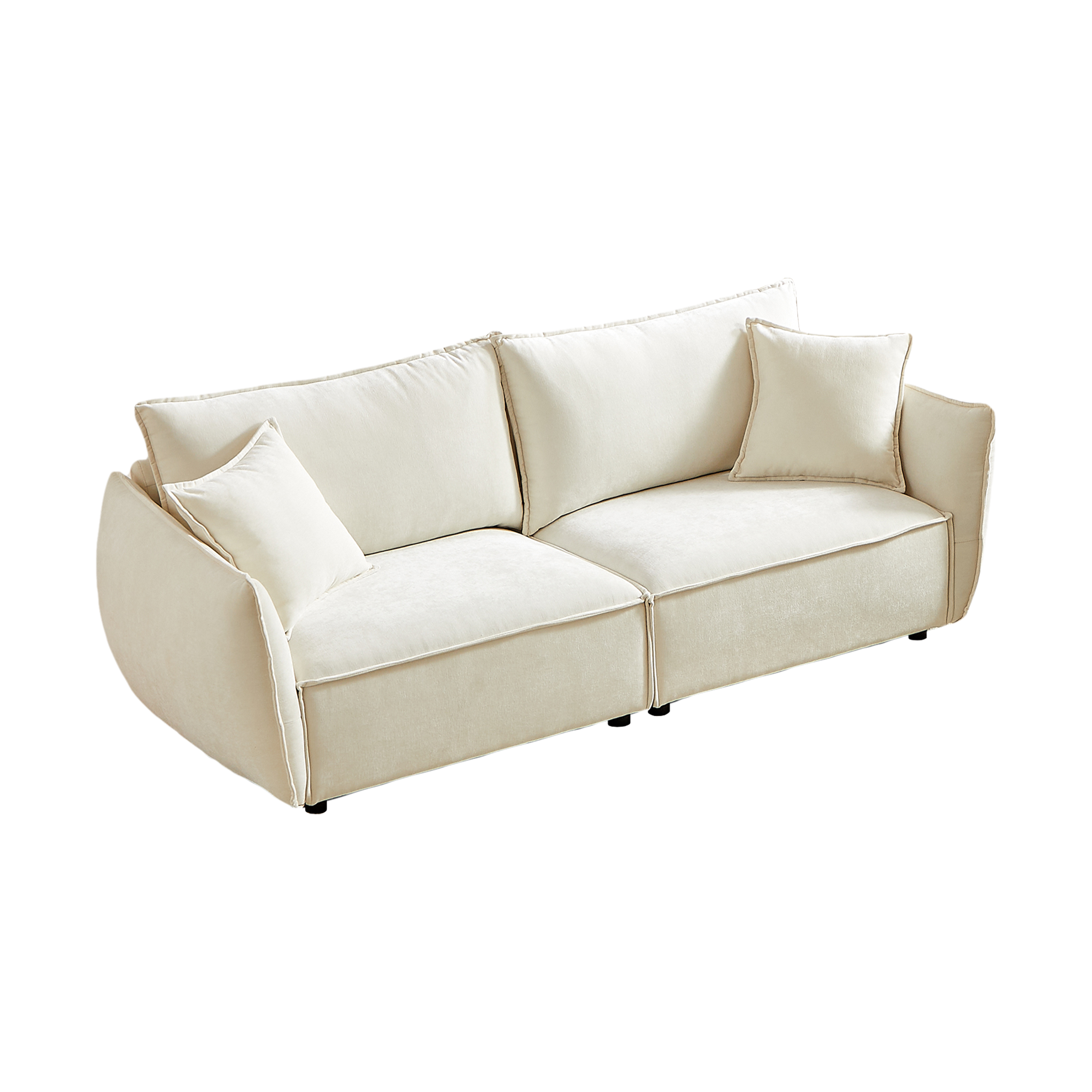 3-Seater + 3-Seater Combo Sofa Modern Living Room Sofa, Linen Fabric Sofa, Wooden Frame with 4 Pillows, Apartment Sofa Furniture