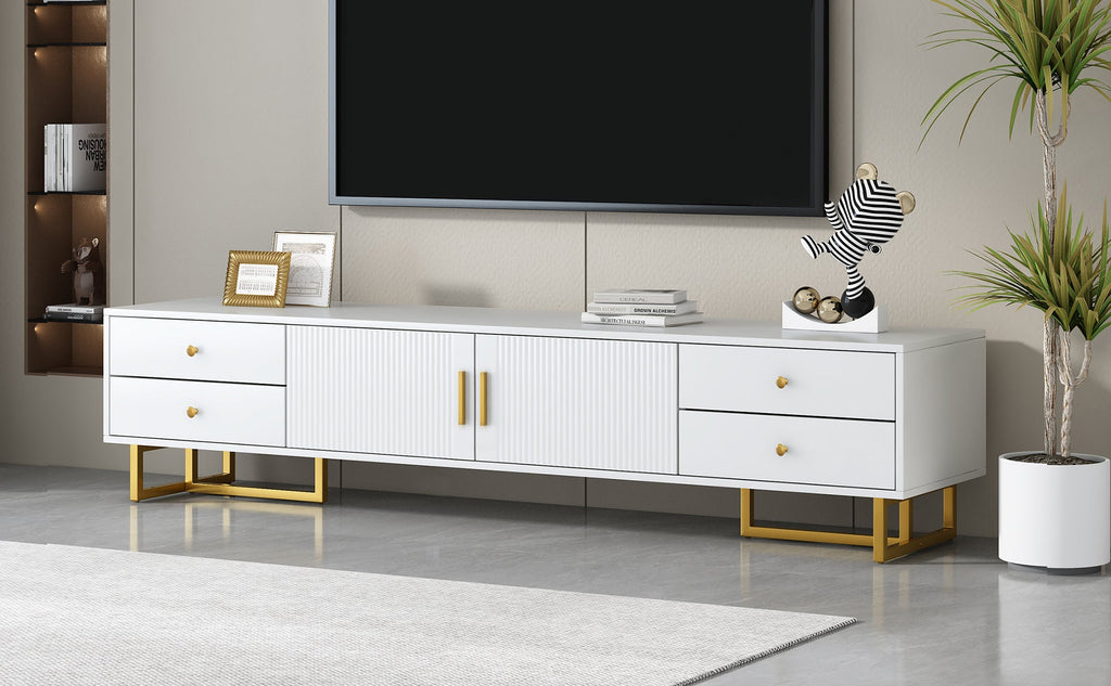U-Can TV Stand for 65+ Inch TV, Entertainment Center TV Media Console Table, Modern TV Stand with Storage, TV Console Cabinet Furniture for Living Room(OLD SKU: WF530740AAK)