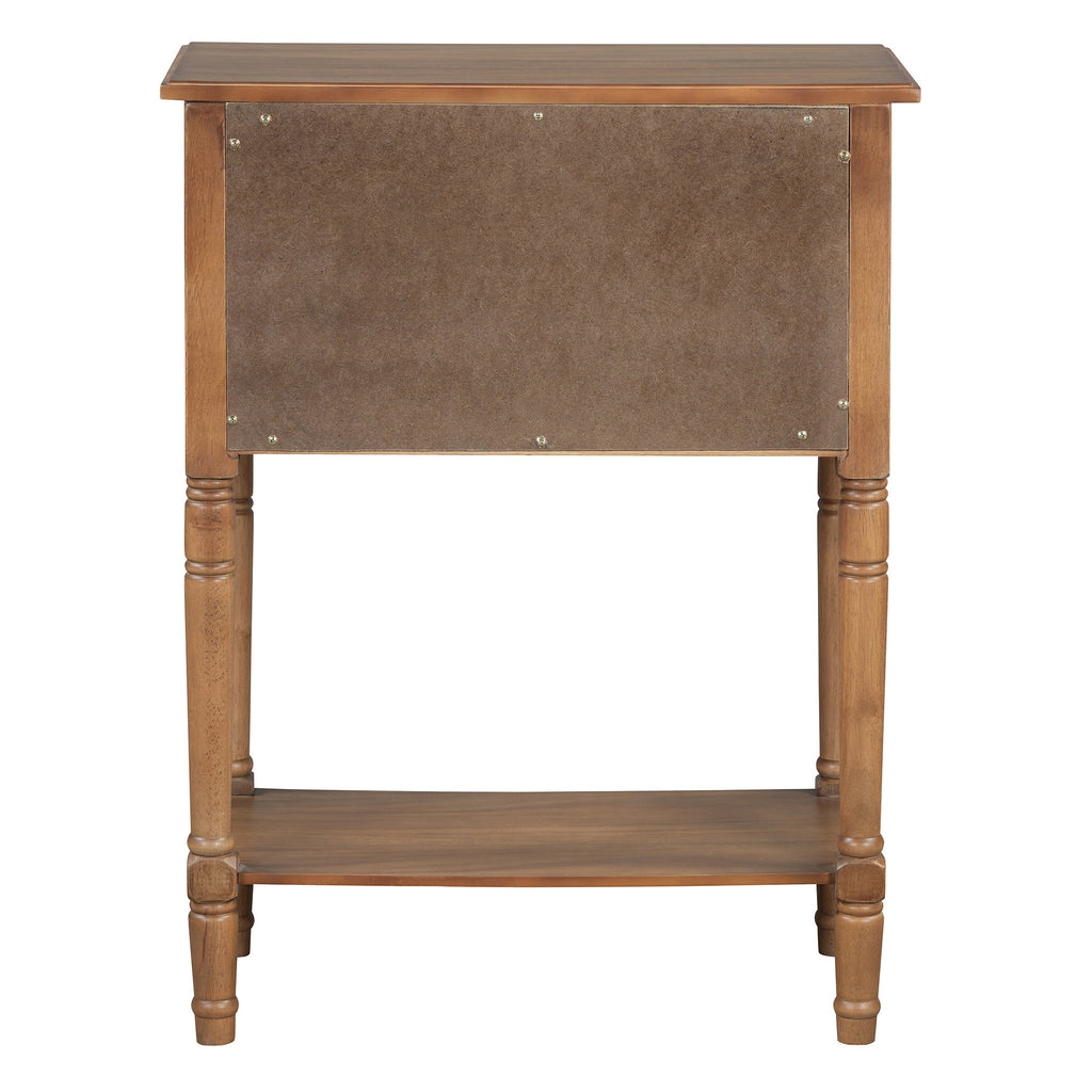 TREXM Narrow Console Table, Slim Sofa Table with Three Storage Drawers and Bottom Shelf (Natural)