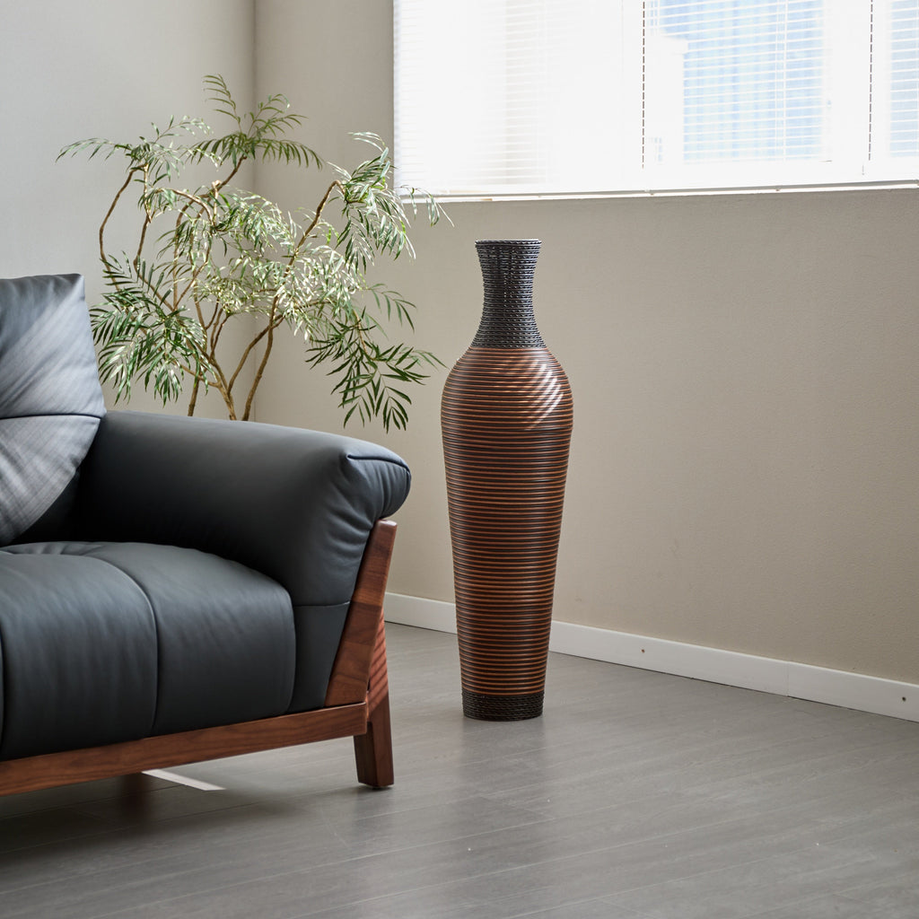 39' Tall Standing Designer Floor Vases with Elegant Two-Tone Dark Brown Finishes - Ideal for Decorating Living Rooms, Bedrooms, Entryways Perfect for Decorating Your Home