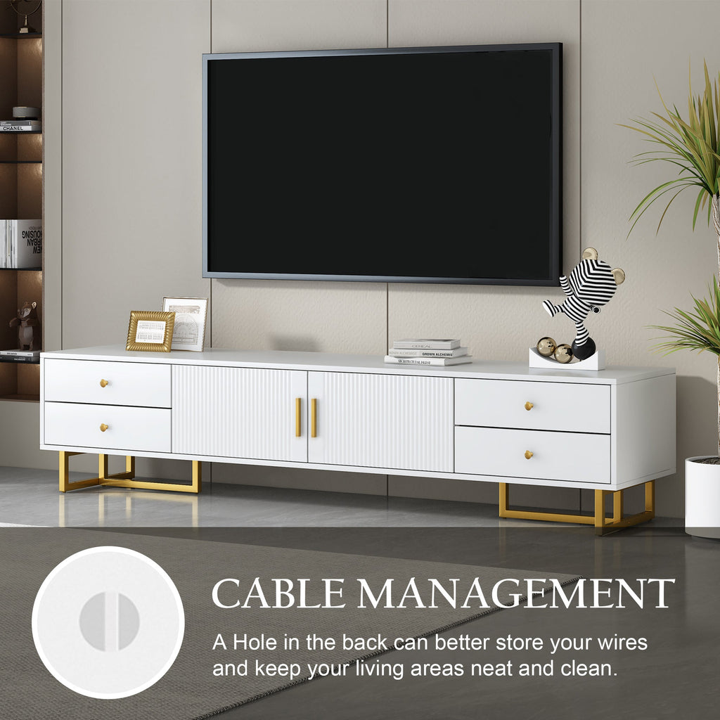 U-Can TV Stand for 65+ Inch TV, Entertainment Center TV Media Console Table, Modern TV Stand with Storage, TV Console Cabinet Furniture for Living Room(OLD SKU: WF530740AAK)