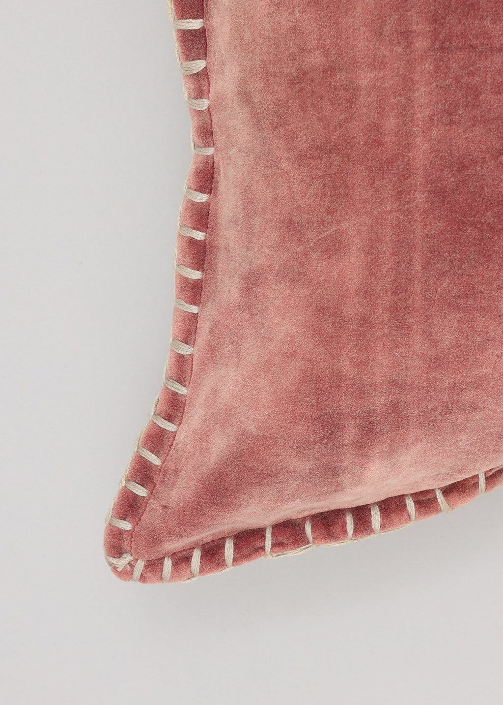 Stonewashed Cotton Velvet Throw Pillow with Decorative Handstiched Edges-19X19'