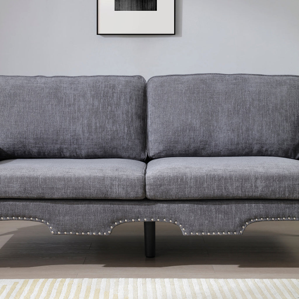 2 Piece Sectional Sofa Set with Movable Pillows, 5 Seat Convertible  Couch Sets,  Upholstered Sofa for Living Room Office, Bedroom & Apartment,  Gray