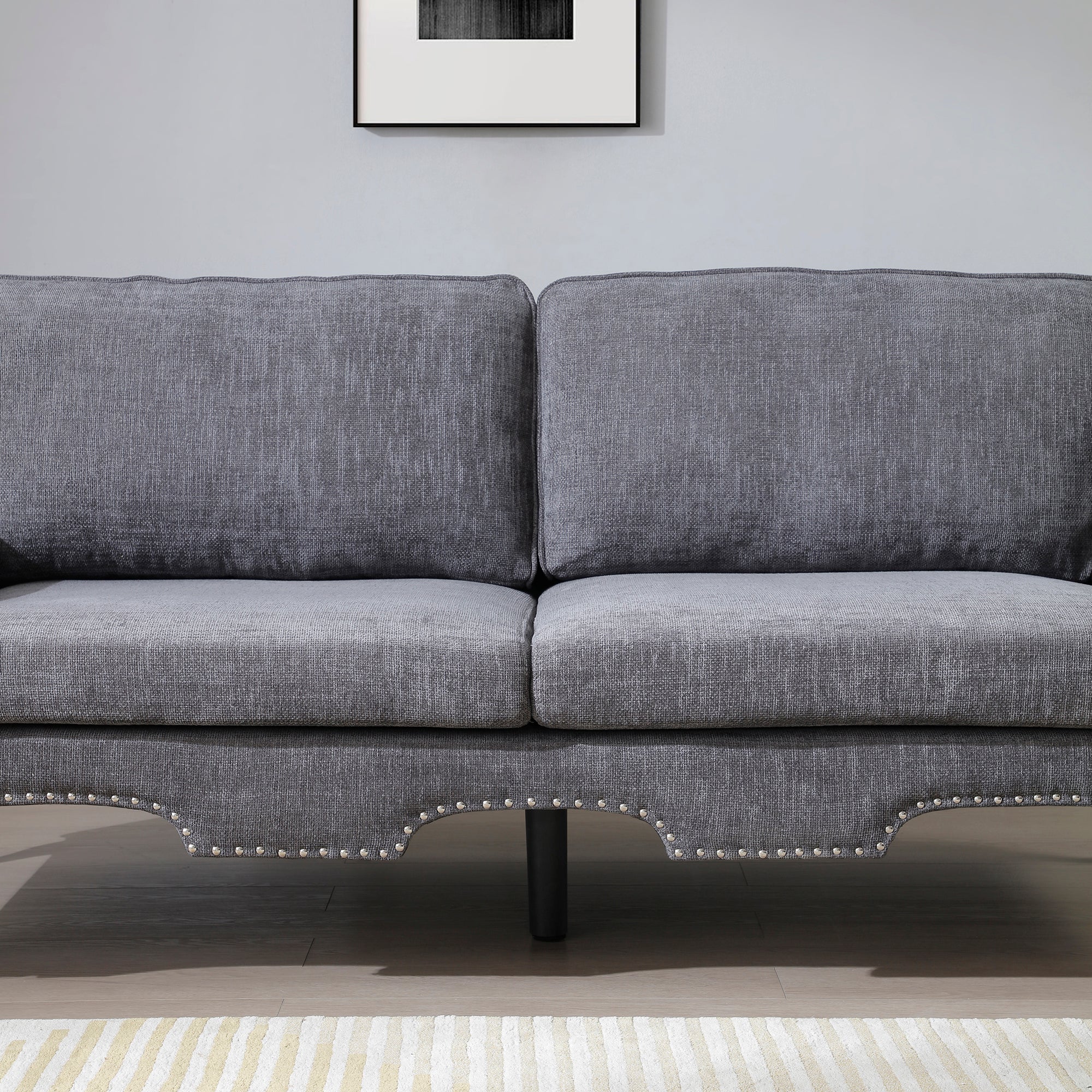 2 Piece Sectional Sofa Set with Movable Pillows, 5 Seat Convertible  Couch Sets,  Upholstered Sofa for Living Room Office, Bedroom & Apartment,  Gray
