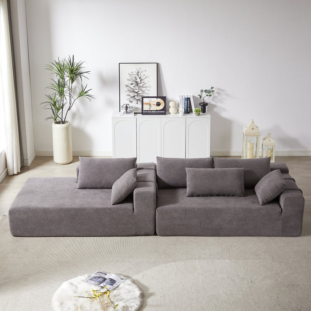 Modern Chenille Upholstered Sectional Sofa Couch Set,Modular 108' L Shaped Sectional Living Room Sofa Set With 6 Pillows,Free Combination Sofa Couch for Living Room,Bedroom(Left Chaise)