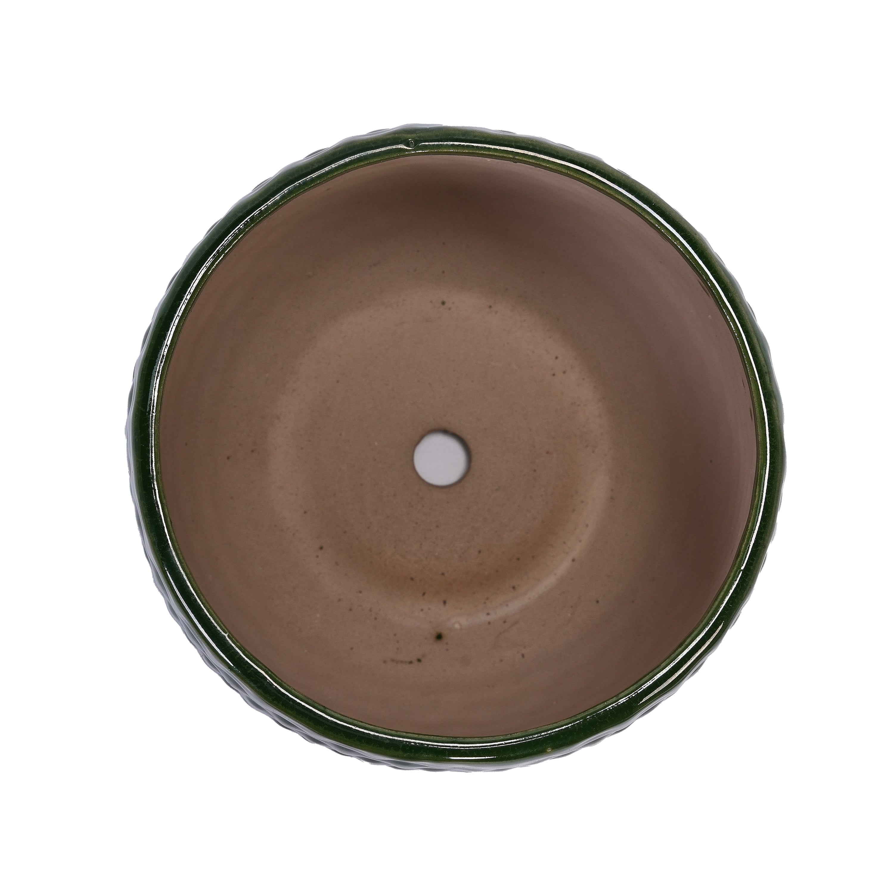 3 Pieces Ceramic Flowerpot, Modern Planter for Patio, Garden or Windowsills - Dark Green