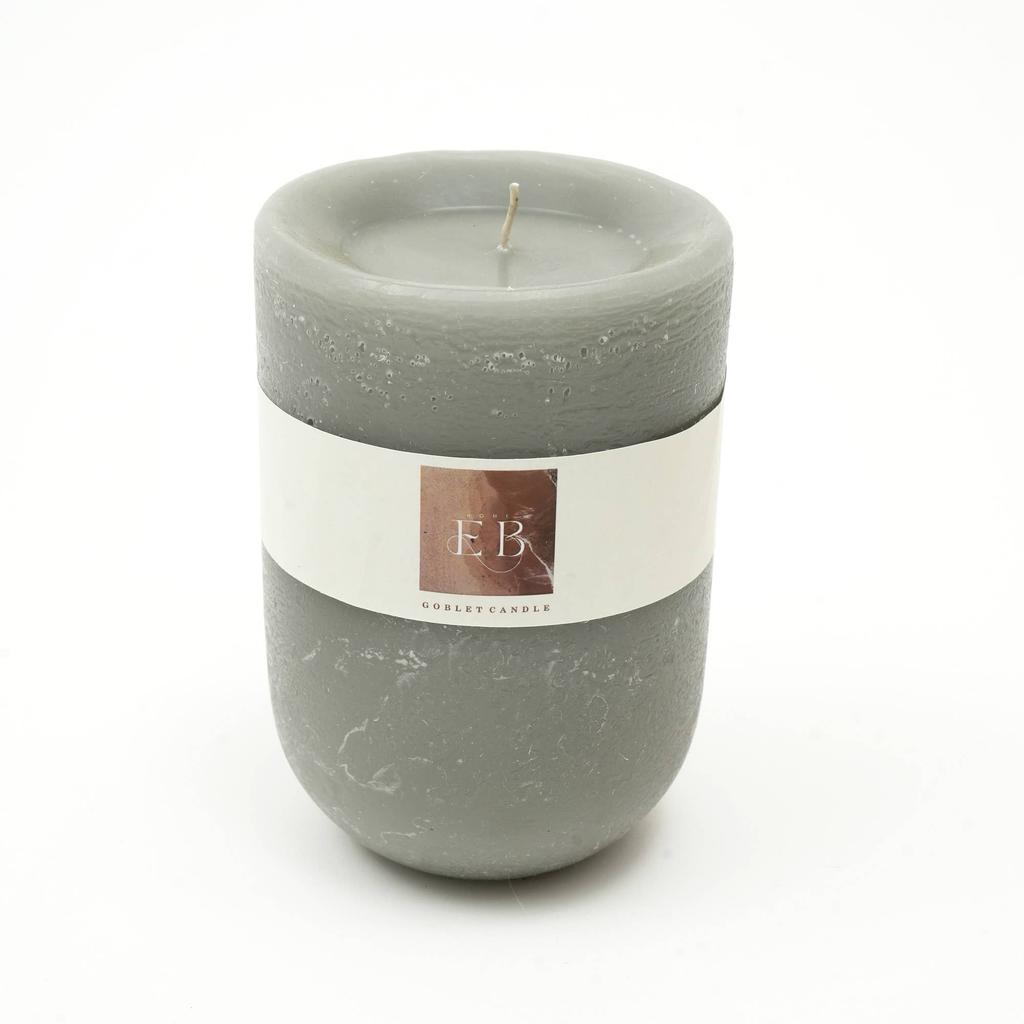 Goblet Grey Pillar Candle 4'x6' – Elegant Home Décor Candle