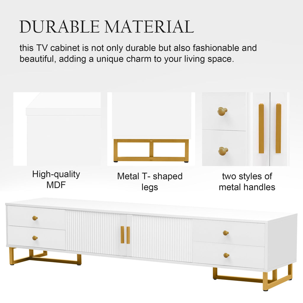 U-Can TV Stand for 65+ Inch TV, Entertainment Center TV Media Console Table, Modern TV Stand with Storage, TV Console Cabinet Furniture for Living Room(OLD SKU: WF530740AAK)