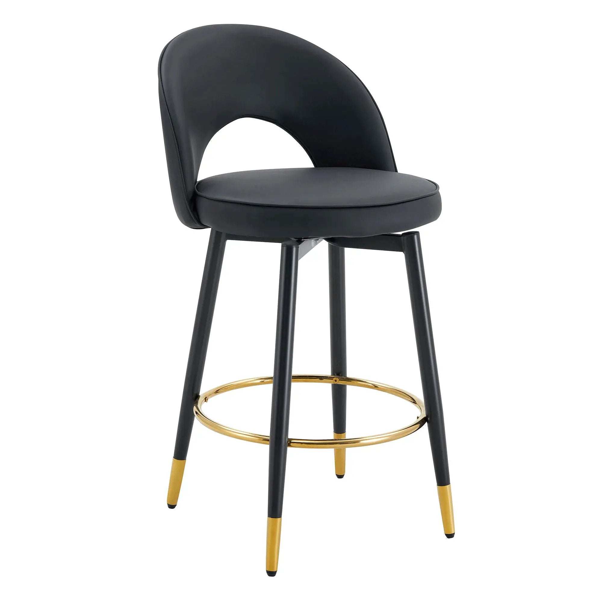 Modern Upholstered 360° Rotatable Bar Chair With Metal Legs For Dining Room (Set of 2)