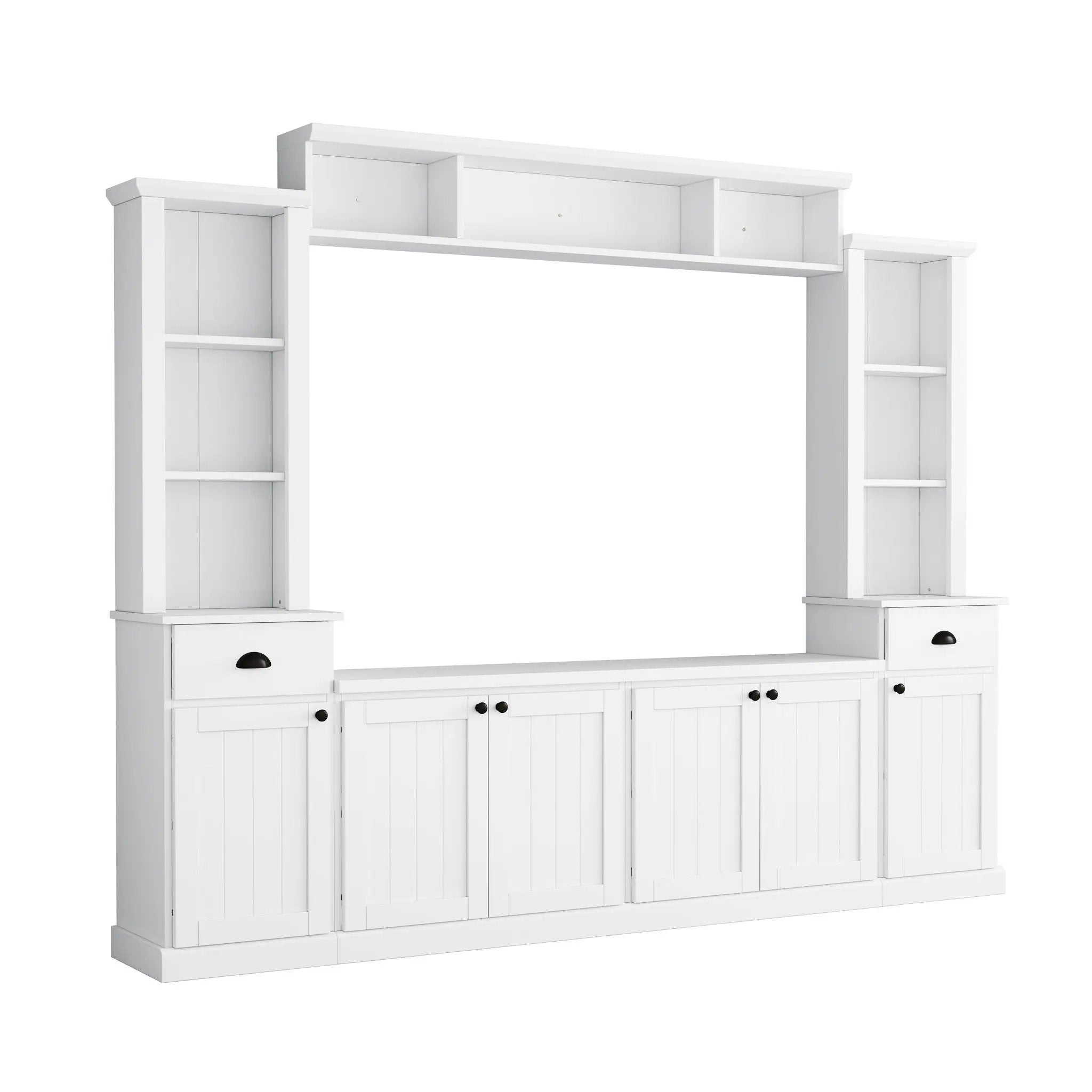 Minimalist Entertainment Wall Unit Set With Bridge For TVs Up To 75"