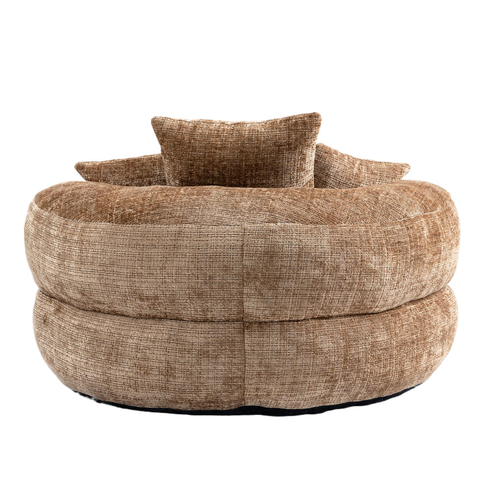 Lazy Sofa Durable Comfort Lounger High Back Bean Bag Chair with Three Pillows, Coffee Chenille, 42.52 inches