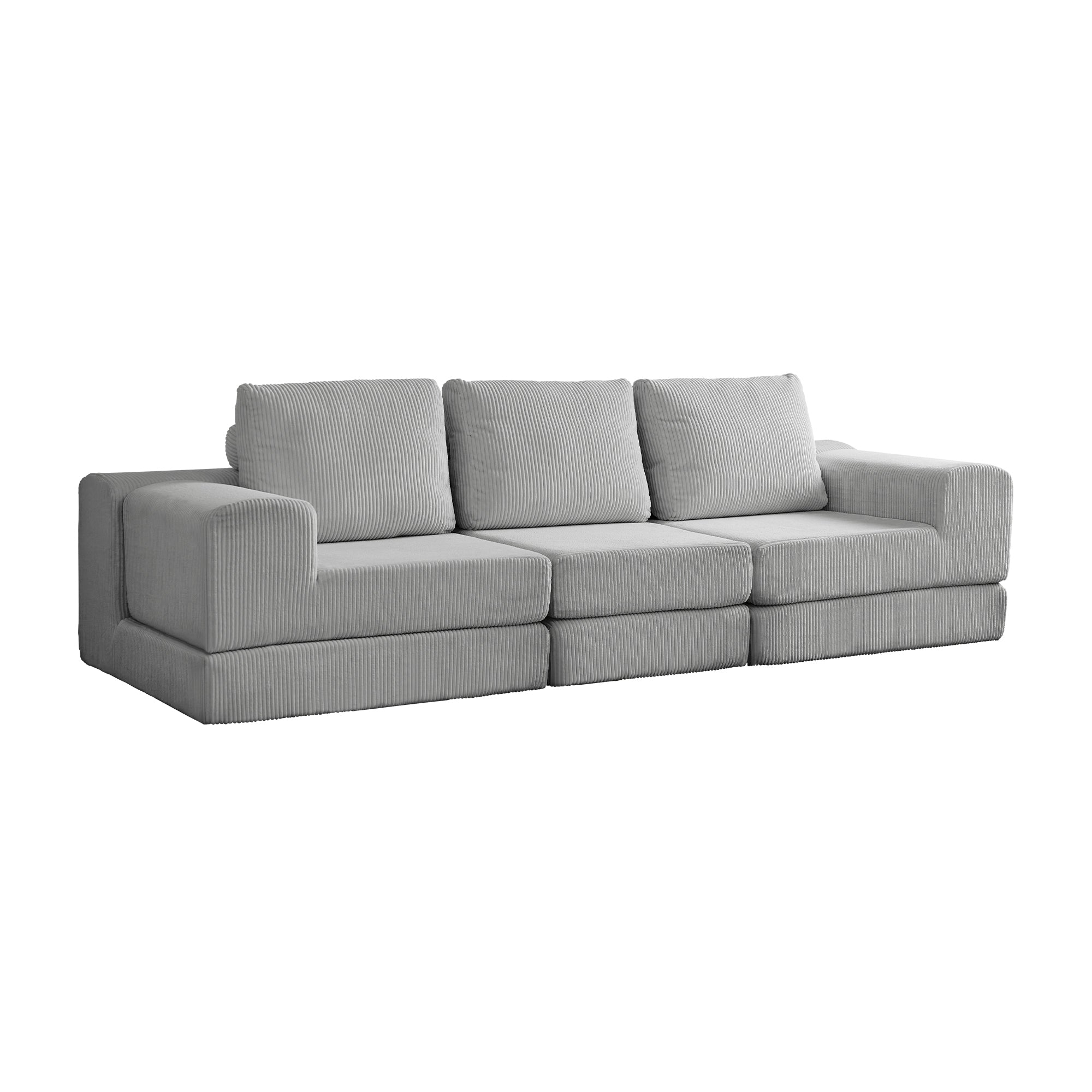 108'' Modular Sectional 3-Seater Cloud Sofa,Corduroy Convertible Sofa Bed