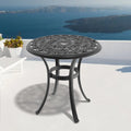 Ø26.77-inch Cast Aluminum Patio Dining Table With Black Frame and Umbrella Hole