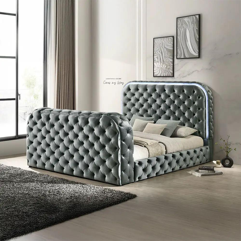 Kana - Bed With LED, Fireplace & TV Stand