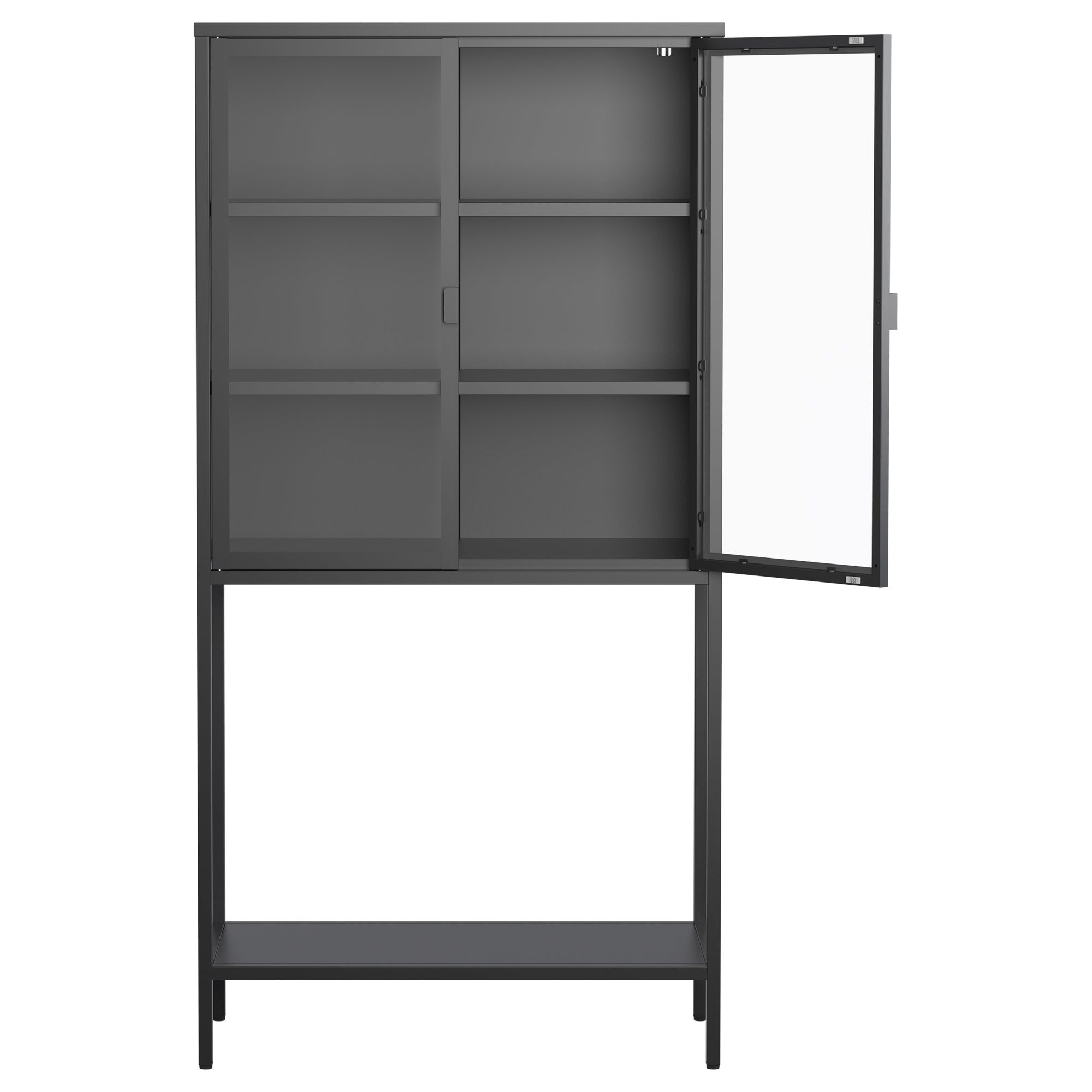 59"H Heavy Duty Metal Storage Cabinet,Sideboards & Buffet,Display Storage Cabinet with Glass Doors and 2 Adjustable Shelves, Tall Bookcase Modern Bookshelf Cabinet for Home Office, Living Room