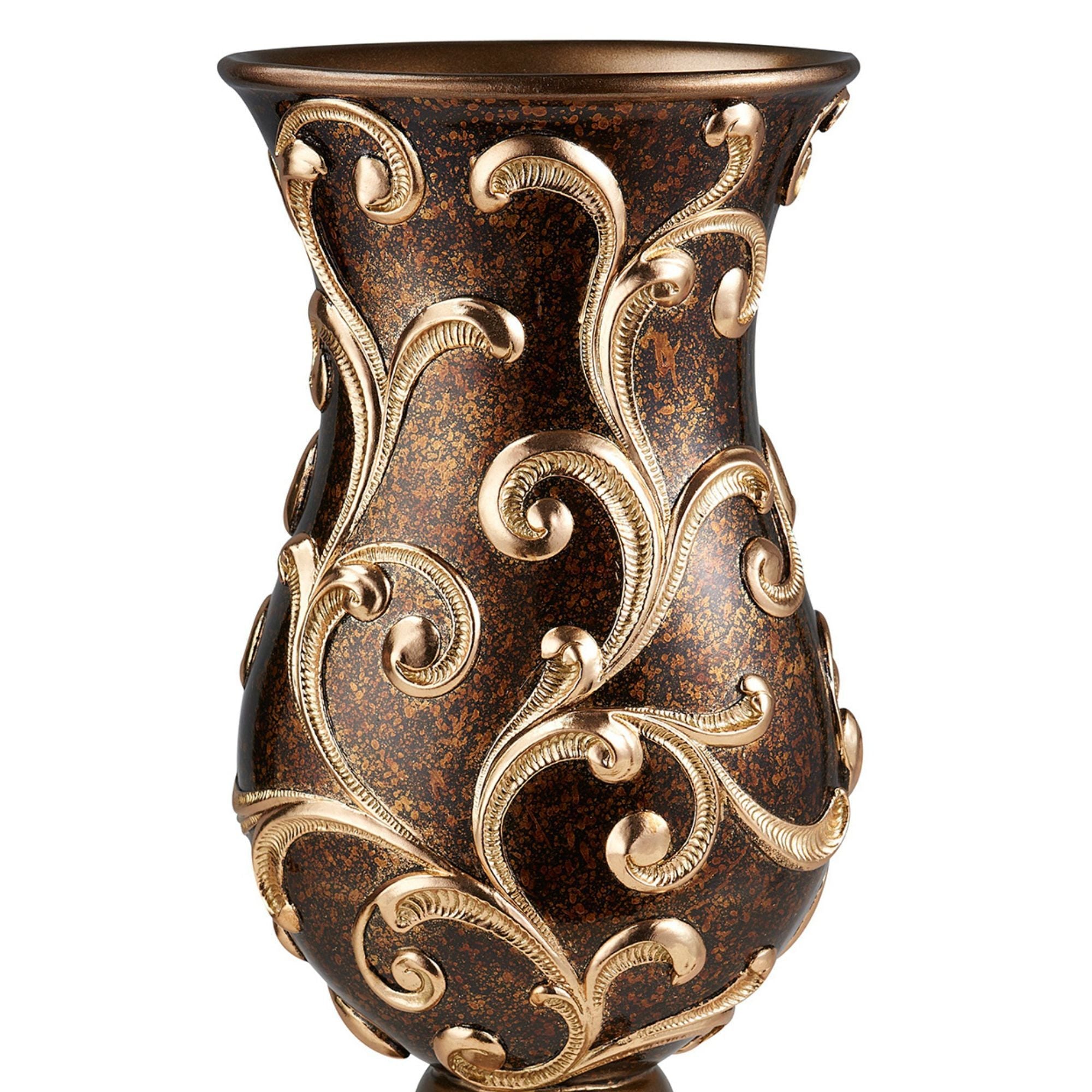 19.75" Tall Decorative Vase "Odysseus" Baroque Style w/ Gold Floral Filigree